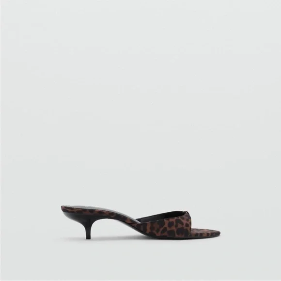 MANGO Leopard Print Kitten Heel Thong Sandals Slip On US 6 EURO 36 New - Picture 3 of 10